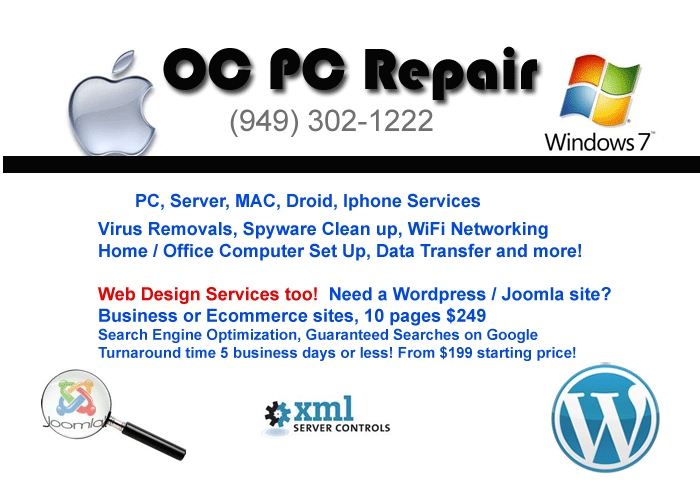 Orange County PC repair services, Orange county mac repair, computer repair